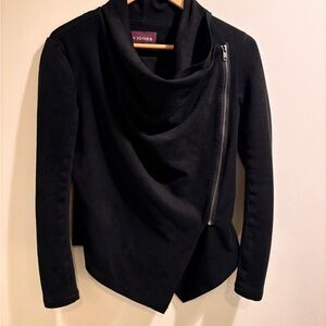 Vigoss Women's Suede Black Drape Front Jacket